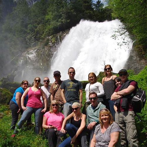 Group photo at the base of Chatterbox Falls.