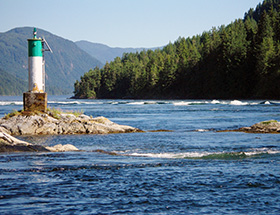 Navigational aid in Sechelt Rapids, Skookumchuck Narrows.